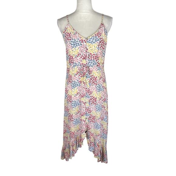Rails Floral Hi-Lo Midi Dress in Flower Meadow V-Neck Rayon Crepe Size Small - Picture 4 of 10